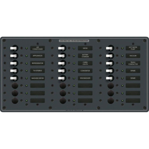 Blue Sea Systems - Blue Sea 8165 AV 24 Position 230v (European) Breaker Panel - White Switches