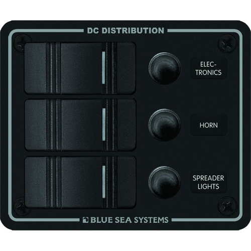 Blue Sea Systems - Blue Sea 8374 Water Resistant 3 Position - Black - Vertical Mount Panel
