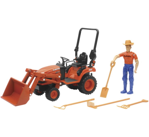 New Ray Toys - New Ray Toys 1:18 Kubota Tractor - BX2670 Compact Tractor with Front Loader Playset - SS-33433