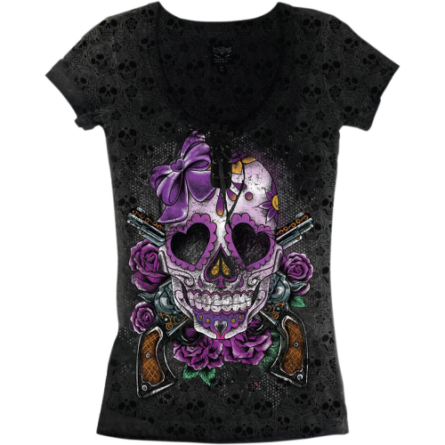 Lethal Threat - Lethal Threat Burnout D.O.D. Gun Womens T-Shirt - LA20612S - Black - Small