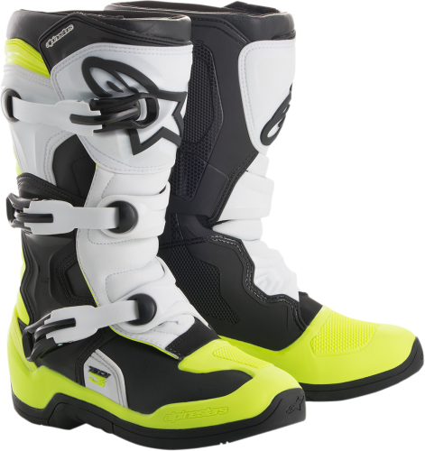 Alpinestars - Alpinestars Tech 3S Youth Boots - 2014018-125-4 - Black/White/Yellow Fluo - 4