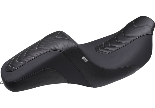 Mustang - Mustang Kodlin Signature Series Squareback Seat - Gripper Vinyl - Chevron - Gun Metal Thread - 76322GM