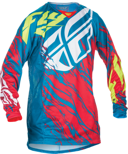 Fly Racing - Fly Racing Kinetic Relapse Jersey - 370-429S - Teal/Red/Hi-Vis - Small