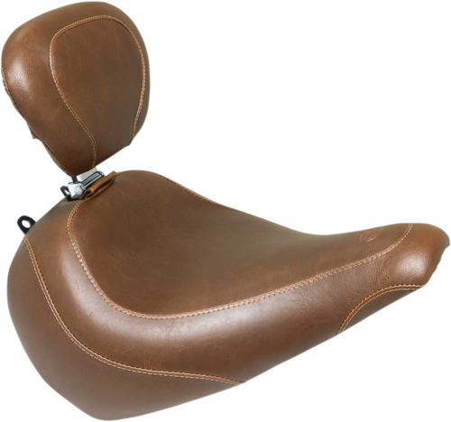 Mustang - Mustang Wide Tripper Solo Seat with Driver Backrest - Vintage - Brown - 83019