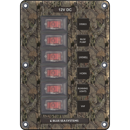 Blue Sea Systems - Blue Sea 4325 Circuit Breaker Switch Panel 6 Position - Camo
