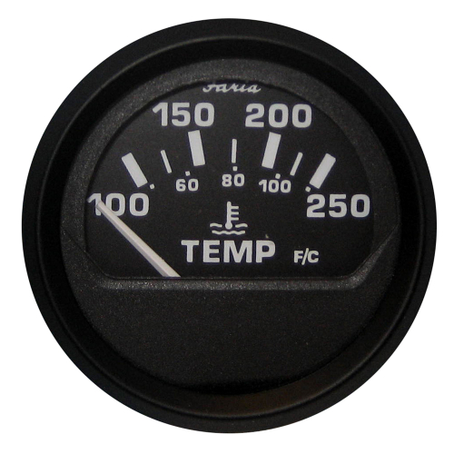 Faria Beede Instruments - Faria Euro Black 2" Water Temperature Gauge (100-250&#176;F)