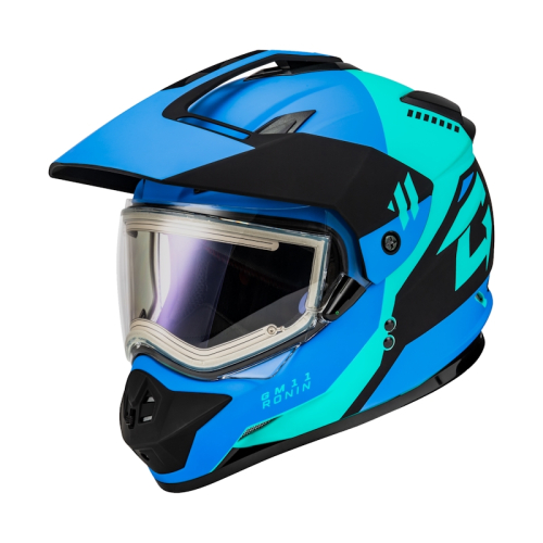 G-Max - G-Max GM-11S Ronin Helmet with Electric Shield - A4115117 - Matte Black/Blue - X-Large