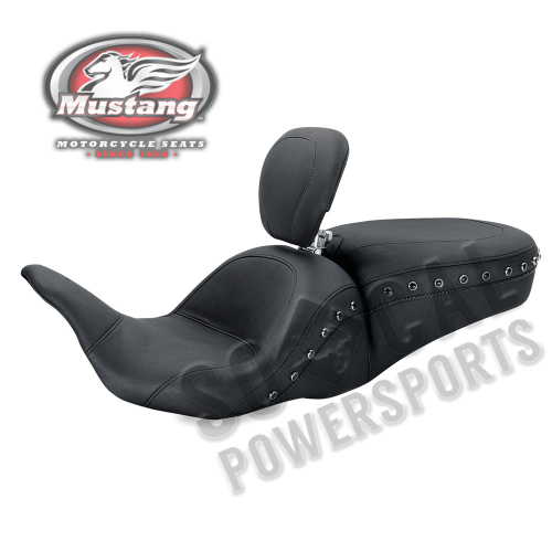 Mustang - Mustang 1-Piece Lowdown Touring Seat with Driver Backrest - Black Studs - 79705