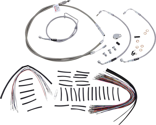 Burly Brand - Burly Brand Extended Cable/Brake Line Kit for 15in. Gorilla Handlebars - Stainless Steel - B30-1105