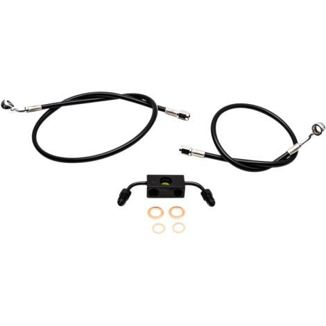 LA Choppers - LA Choppers Black Vinyl-Coated Stainless Steel Brake Line Kit - 15-17in. Ape Hangers - LA-8231B16B