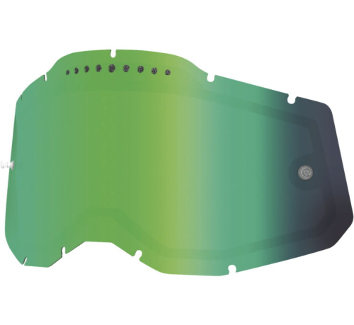 100% - 100% Replacement Dual Vented Lens for Racecraft 2/Accuri 2/Stratus 2 Goggles - Green Mirror - 59083-00005