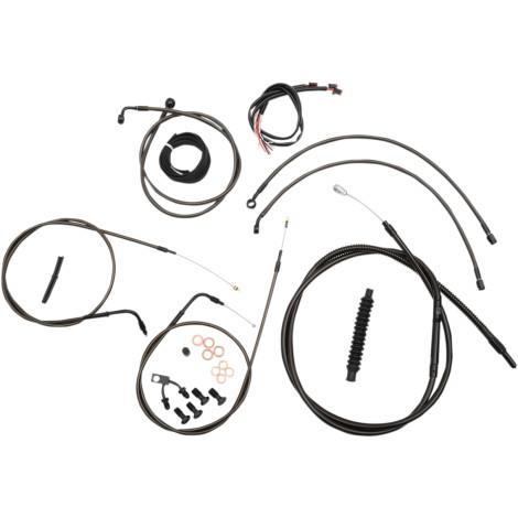 LA Choppers - LA Choppers Complete Handlebar Cable/Brake & Clutch Line/Wire Kit - Midnight Black - LA-8122KT2-13M