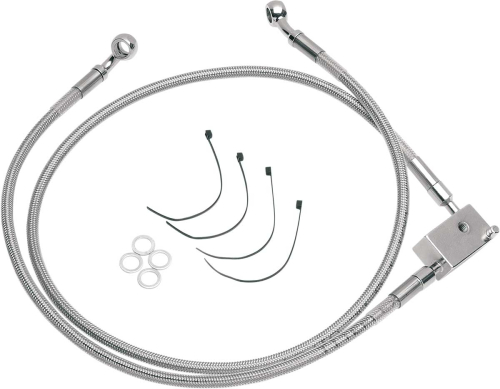 Drag Specialties - Drag Specialties Extended Stainless Steel Rear Brake Line Kit - Clear Coated - 35 1/2in. - 640221-2