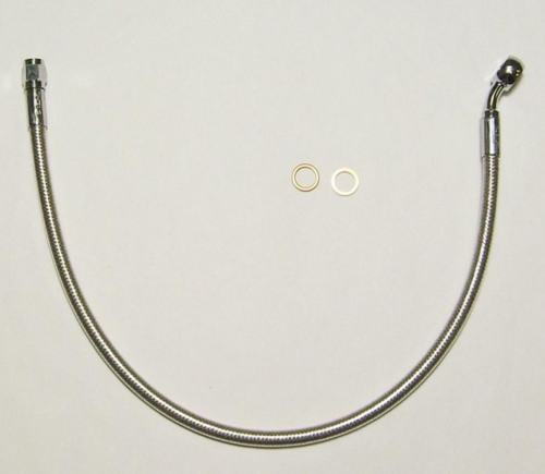 Magnum - Magnum Polished Stainless Designer Series ABS Front Upper Brake Line - 10mm., 180deg. Banjo - 27in. - AS57627