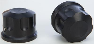 Rooke Customs - Rooke Customs Front Axle Nut Covers - Black - R-TAC101-TB