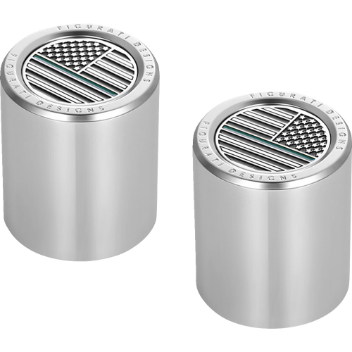 Figurati Designs - Figurati Designs Docking Hardware Cover - Stainless Steel with Contrast Cut American Flag Skull - FD72-DC-2730-SS