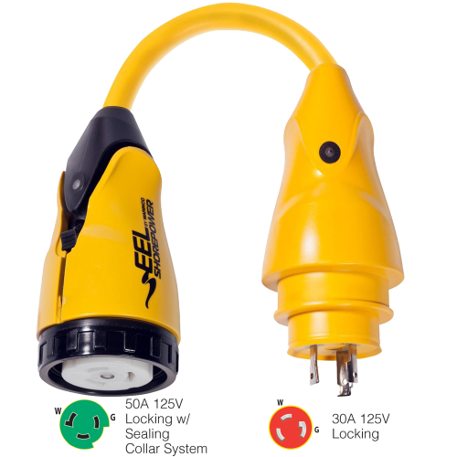 Marinco - Marinco P30-503 EEL 50A-125V Female to 30A-125V Male Pigtail Adapter - Yellow