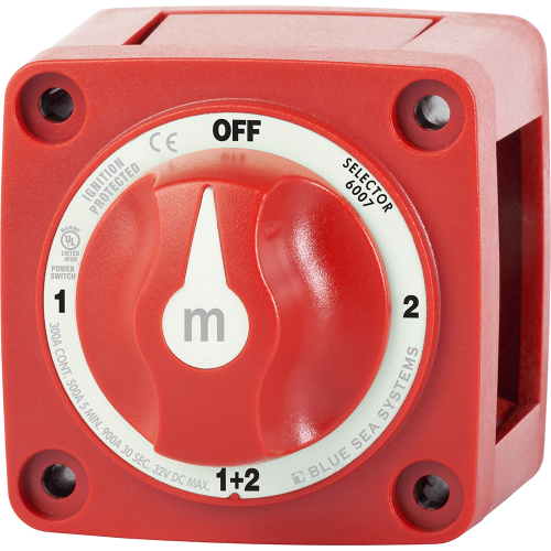 Blue Sea Systems - Blue Sea 6007 m-Series (Mini) Battery Switch Selector Four Position Red