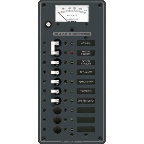 Blue Sea Systems - Blue Sea 8588 Breaker Panel - AC Main + 8 Positions (European) - White