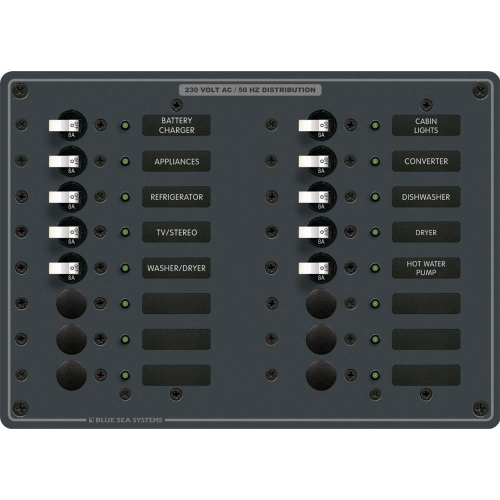 Blue Sea Systems - Blue Sea 8561 AC 16 Position 230v (European) Breaker Panel (White Switches)