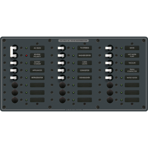 Blue Sea Systems - Blue Sea 8565 Breaker Panel - AC Main + 22 Positions (European) - White
