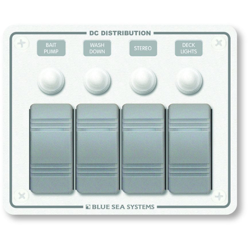 Blue Sea Systems - Blue Sea 8272 Water Resistant Panel - 4 Position - White - Horizontal Mount
