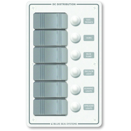 Blue Sea Systems - Blue Sea 8273 Water Resistant Panel - 6 Position - White - Vertical