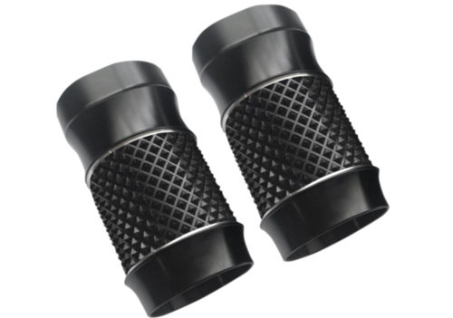 Eddie Trotta Designs - Eddie Trotta Designs Fork Slider Covers - Cross-Cut Black Anodized - TC-962B