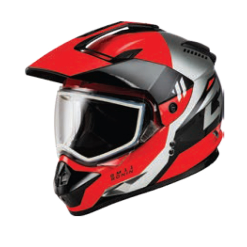 G-Max - G-Max GM-11S Ronin Snow Helmet with Dual Lens Shield - A2115153 - Black/Red - X-Small