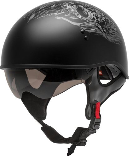 G-Max - G-Max HH-65 Naked Ghost/RIP Helmet - H1653077 - Matte Black/Silver - X-Large