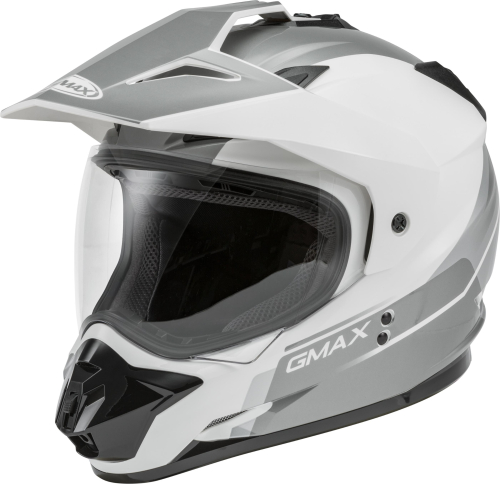 G-Max - G-Max GM11D Dual Sport Scud Helmet - G1113243 - White/Gray - X-Small
