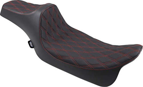 Drag Specialties - Drag Specialties Predator III Extended Double Diamond Seats - Red Thread - 0801-1262