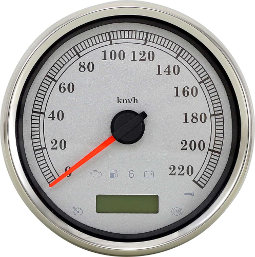 Drag Specialties - Drag Specialties 5in. Programmable Electronic Speedometer - 220 km/h - White Face - 2210-0465