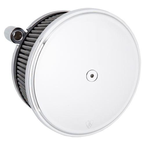 Arlen Ness - Arlen Ness Billet Sucker Stage II Air Filter Kit with Steel Cover - Smooth Chrome - Red Filter - 18-783