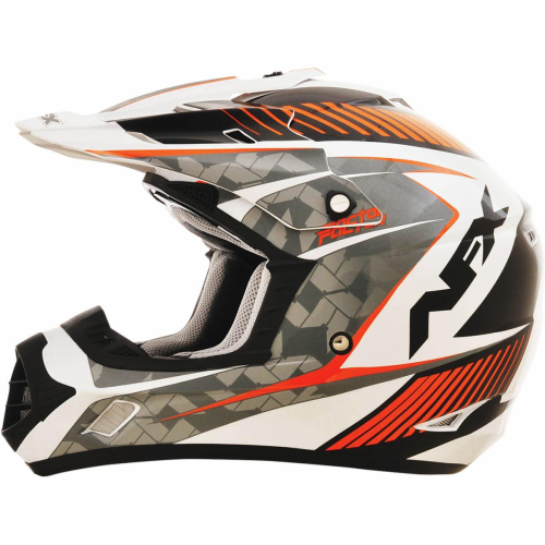 AFX - AFX FX-17 Factor Helmet - 01104524 - Pearl White/Safety-Orange Gloss Factor - Medium
