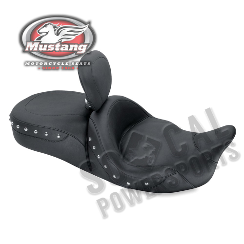 Mustang - Mustang 1-Piece Heated Super Touring Seat with Driver Backrest - Chrome Studs - 79644