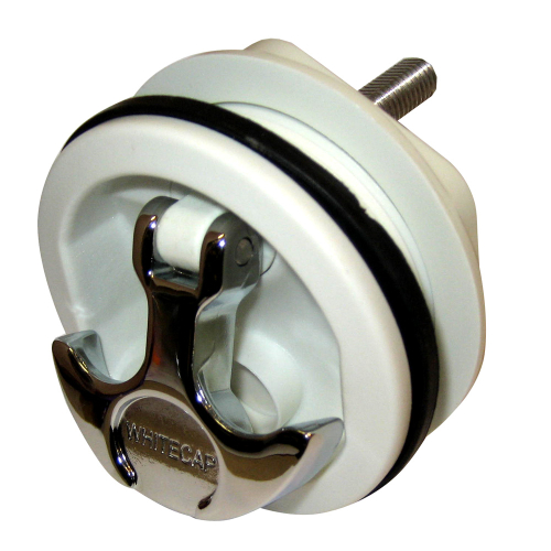 Whitecap - Whitecap T-Handle Latch - Chrome Plated Zamac/White Nylon - No Lock - Freshwater Use Only