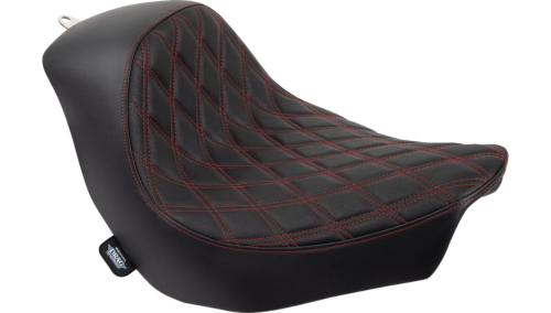 Drag Specialties - Drag Specialties Solo Seat -  Double Diamond - Black with Red Stitching - 0802-1515