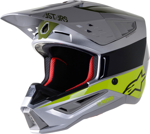 Alpinestars - Alpinestars SM5 Bond Helmet - 8303522-1956-XL - Silver/Yellow Fluo/Military Green Glossy - X-Large