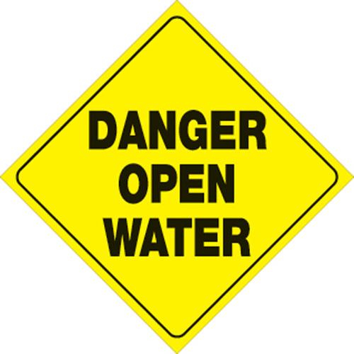 Voss - Voss 12x12in. Reflective Trail Sign - Danger Open Water (Yellow/Black) - 430 DOW YR