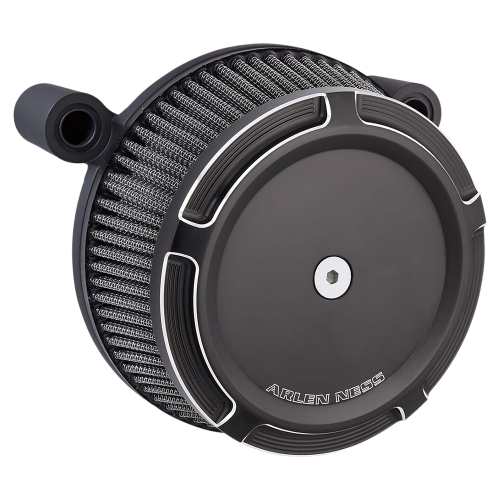 Arlen Ness - Arlen Ness Big Sucker Stage I Air Filter Kit with Cover - Beveled - Black - 50-841