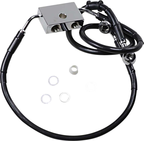 Drag Specialties - Drag Specialties Extended Length Stainless Steel Front Brake Line Kit - +6in. - Black Vinyl - 1741-5293