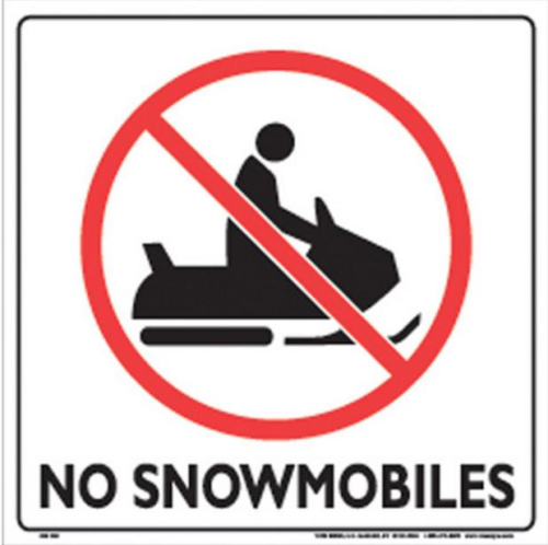 Voss - Voss 12x12in. Trail Sign - No Snowmobiles (White/Black) - 328 NSB WP
