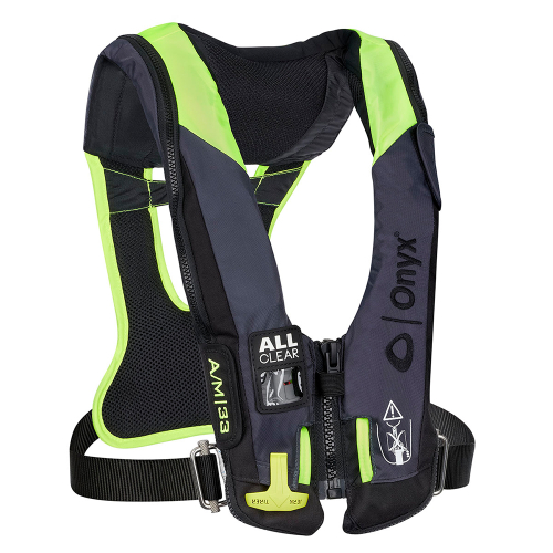 Onyx Outdoor - Onyx Impulse A/M 33 All Clear w/Harness Auto/Manual Inflatable Life Jacket - Grey
