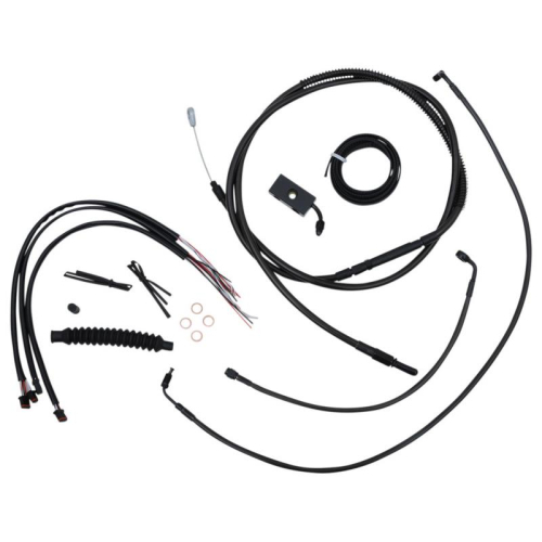 LA Choppers - LA Choppers Complete Handlebar Cable/Brake & Clutch Line/Wire Kit - Midnight - LA-8152KT2-19M