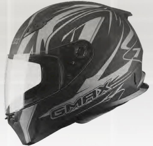 G-Max - G-Max FF49 Derk Helmet - G7490395 F.TC-12 - Derk Flat Black/Silver - Medium