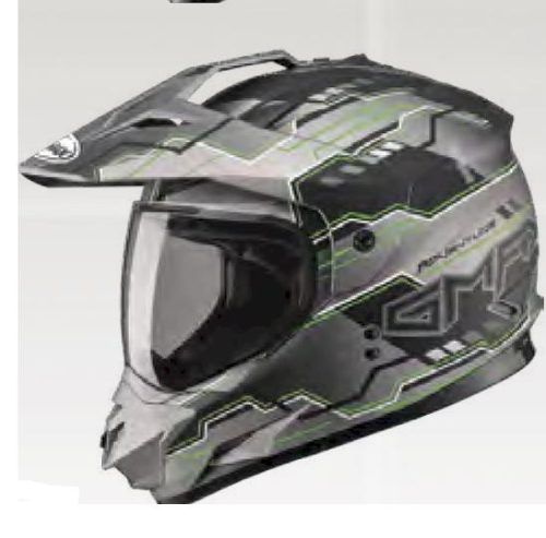 G-Max - G-Max GM11D Dual Sport Adventure Helmet - G5117673 TC-23 - Flat Black/Hi-Viz Green - X-Small