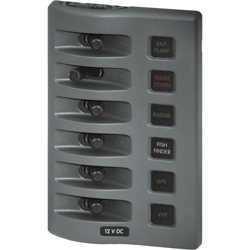 Blue Sea Systems - Blue Sea 4306 WeatherDeck Water Resistant Fuse Panel - 6 Position - Grey