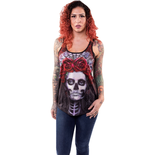 Lethal Threat - Lethal Threat Dark Widow Womens Tank Top - LA20508L - Black/Gray/Purple - Large