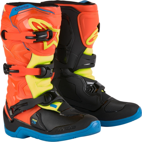 Alpinestars - Alpinestars Tech 3S Youth Boots - 2014024-4755-3 - Orange/Blue/Yellow/Black - 35.5